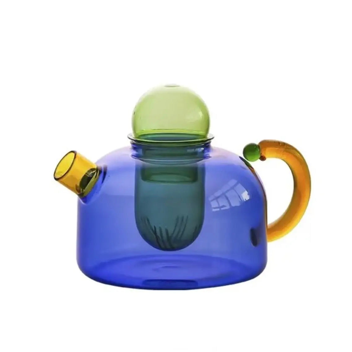 Contrasting Color Heat Resistant Glass Teapot