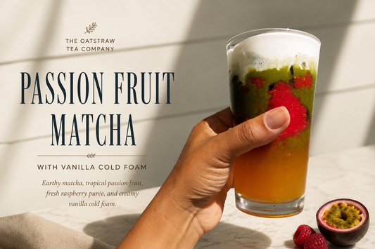 Passion Fruit Matcha with Raspberry Purée & Vanilla Cold Foam