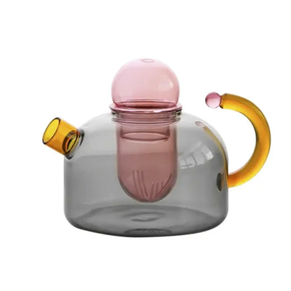 Contrasting Color Heat Resistant Glass Teapot