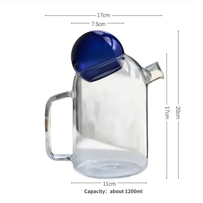 Glass Pitcher Teapot with Cup Lid (1200ml)