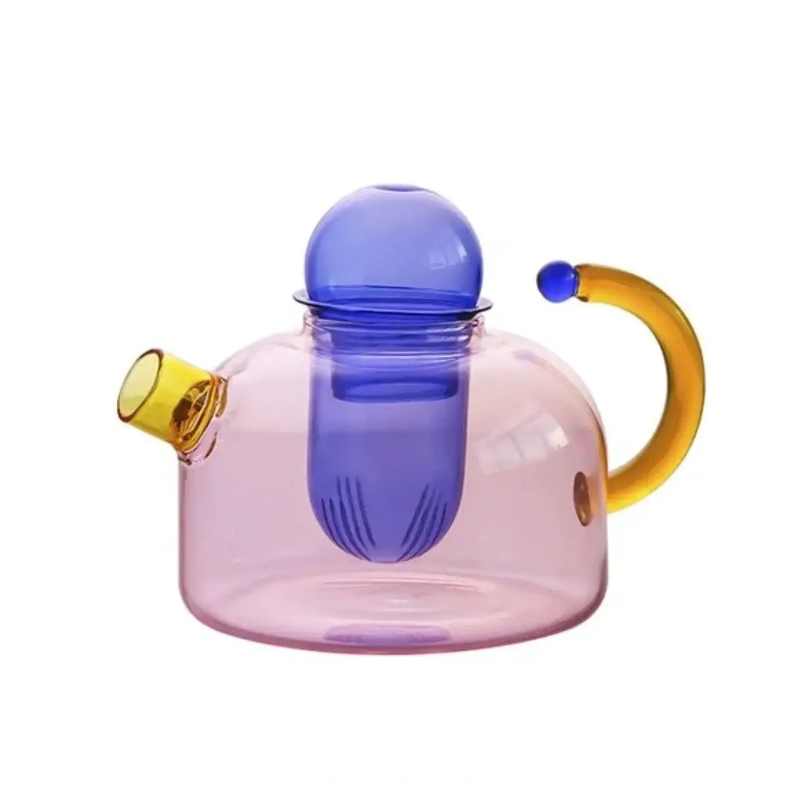 Contrasting Color Heat Resistant Glass Teapot