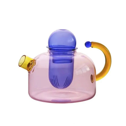 Contrasting Color Heat Resistant Glass Teapot