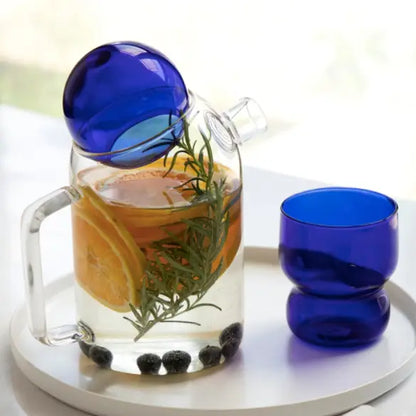Glass Pitcher Teapot with Cup Lid (1200ml)