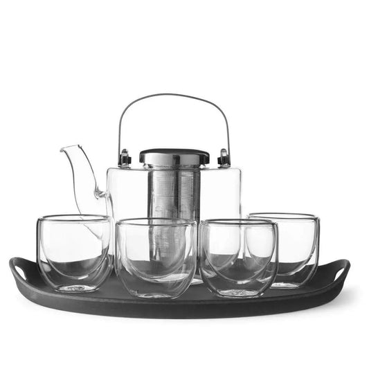 BJORN™ Glass Teapot(0.65L) with 4 Glass Cups(0.05L) & Tray